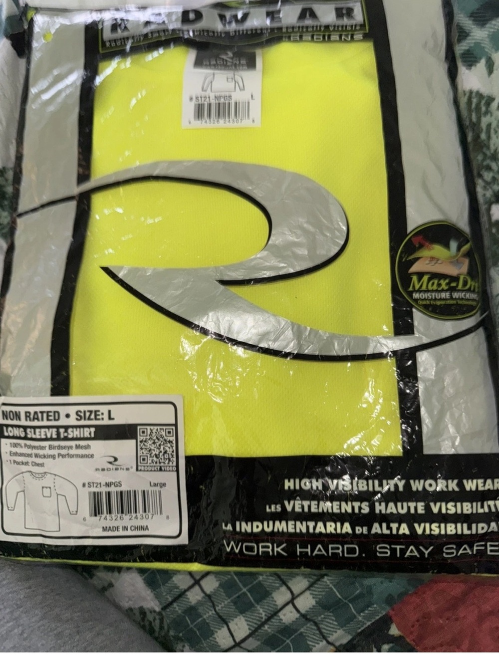 (4) NEW Radians Radwear Non-Rated ST21 Long Sleeve Mesh T-Shirt Yellow Safety L